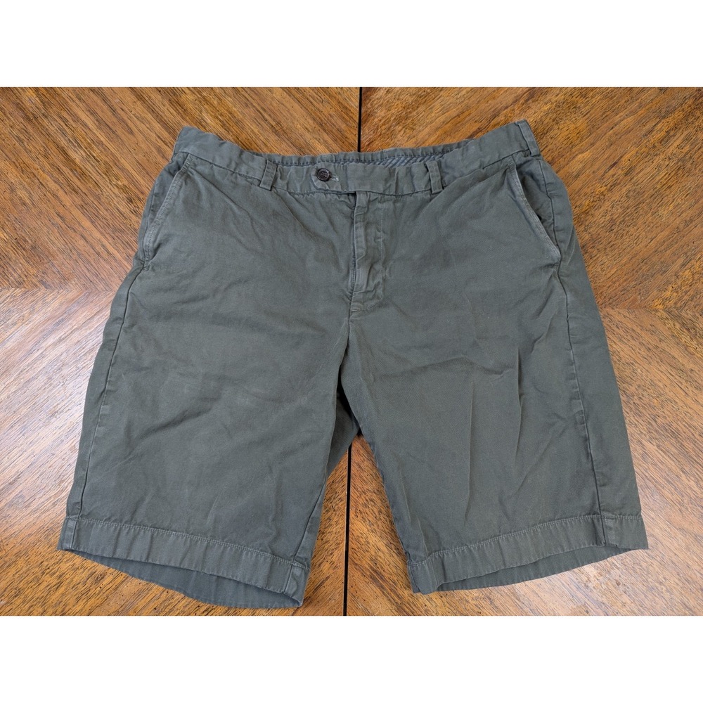 Brooks Brothers Mens 38 Green Bermuda Shorts Preppy Classic Flat Front Chino
